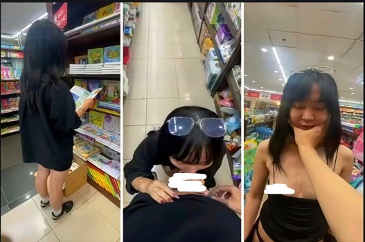 Cô gái trẻ nổi bật trong không gian nhà sách